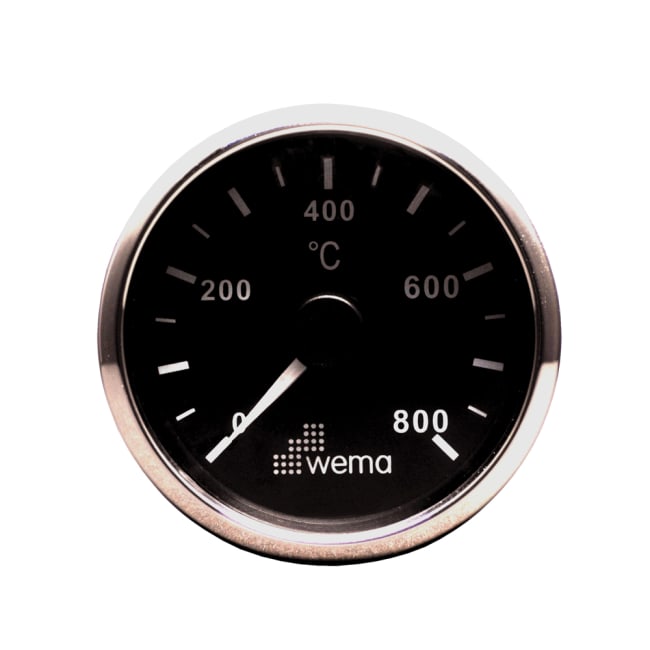 Wema Eksostemperaturmåler Silverline Sort 52mm 12/24V
