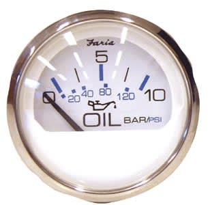 Faria Oljetrykk 10bar 52mm 12V Hvit