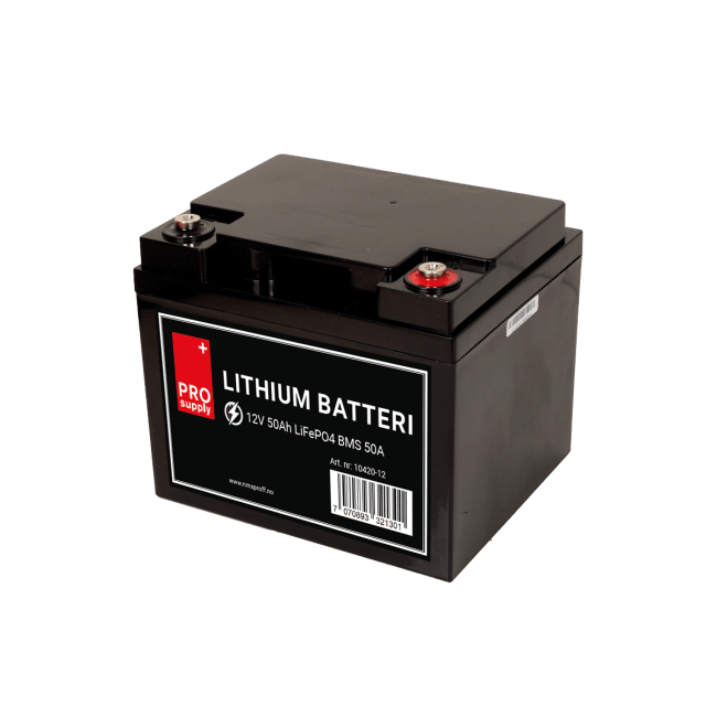ProSupply Lithium Batteri 12V 50Ah LiFePO4 BMS 50A