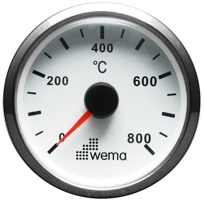 Wema Eksostemperaturmåler Silverline Hvit 52mm 12/24V