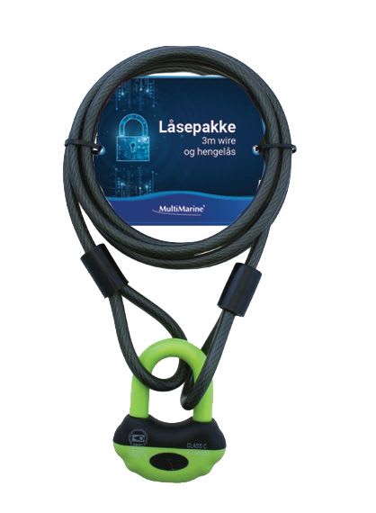 Låsepakke 3m Wire og Hengelås klasse 3