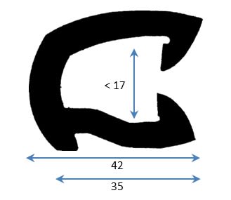 PVC Fenderlist C1564B Sort 18m