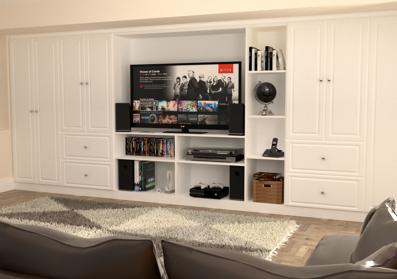 Custom entertainment center built-in with display shelving