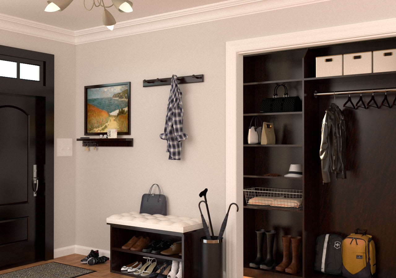 Custom entryway and mudroom storage organizers