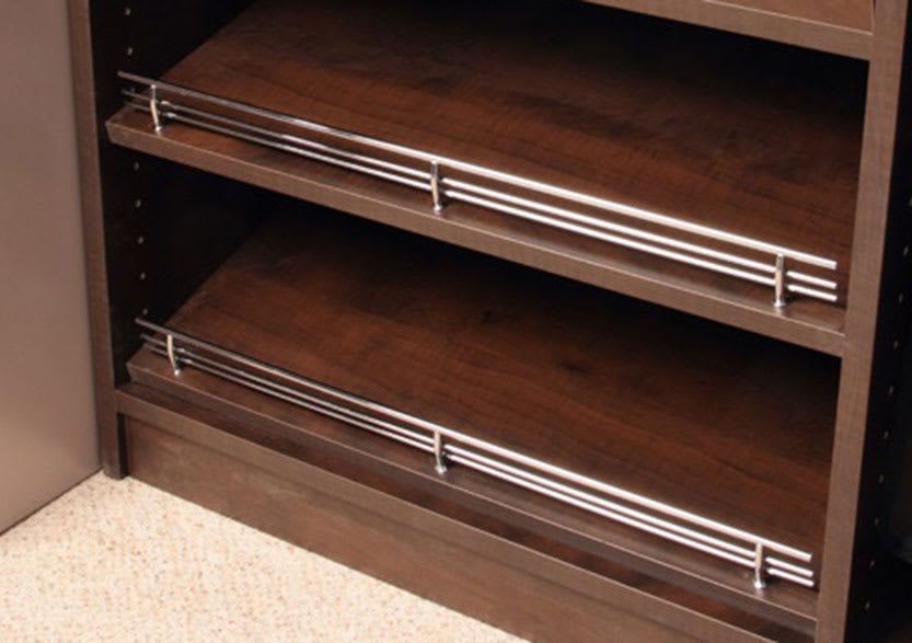Custom angled shoe shelves