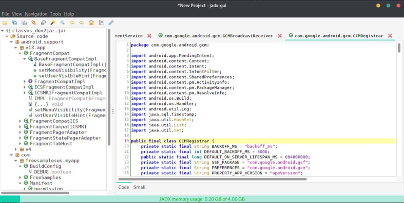 Fig-8 Extracted Source code from jar using Jadx