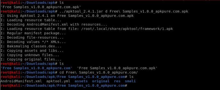 Fig-9 Extracting Source code from .apk using apktool