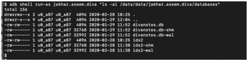 Figure 4 Database Directory listing