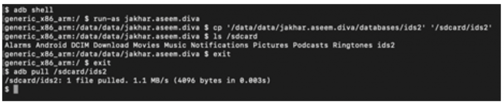 Figure 5 Copying database ids2 to local drive