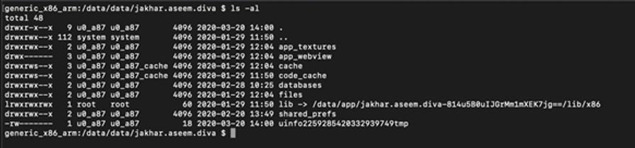 Figure 5: Directory listing on Temporary file location