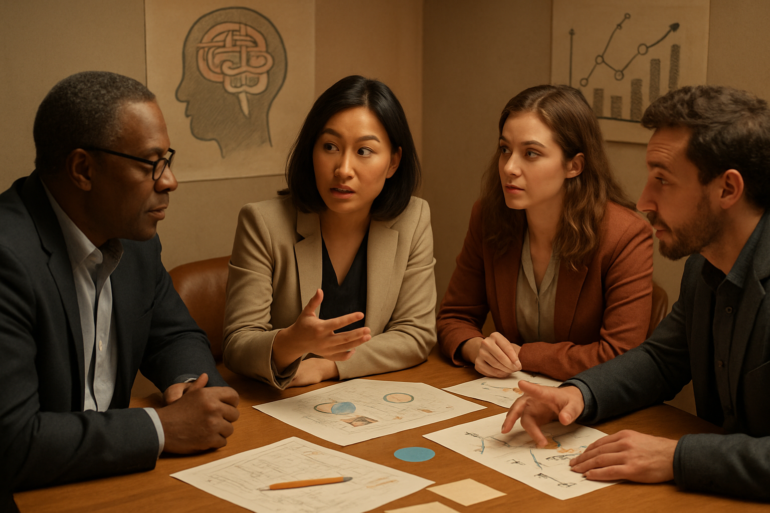 Group discussion on negotiation strategies and psychological insights.