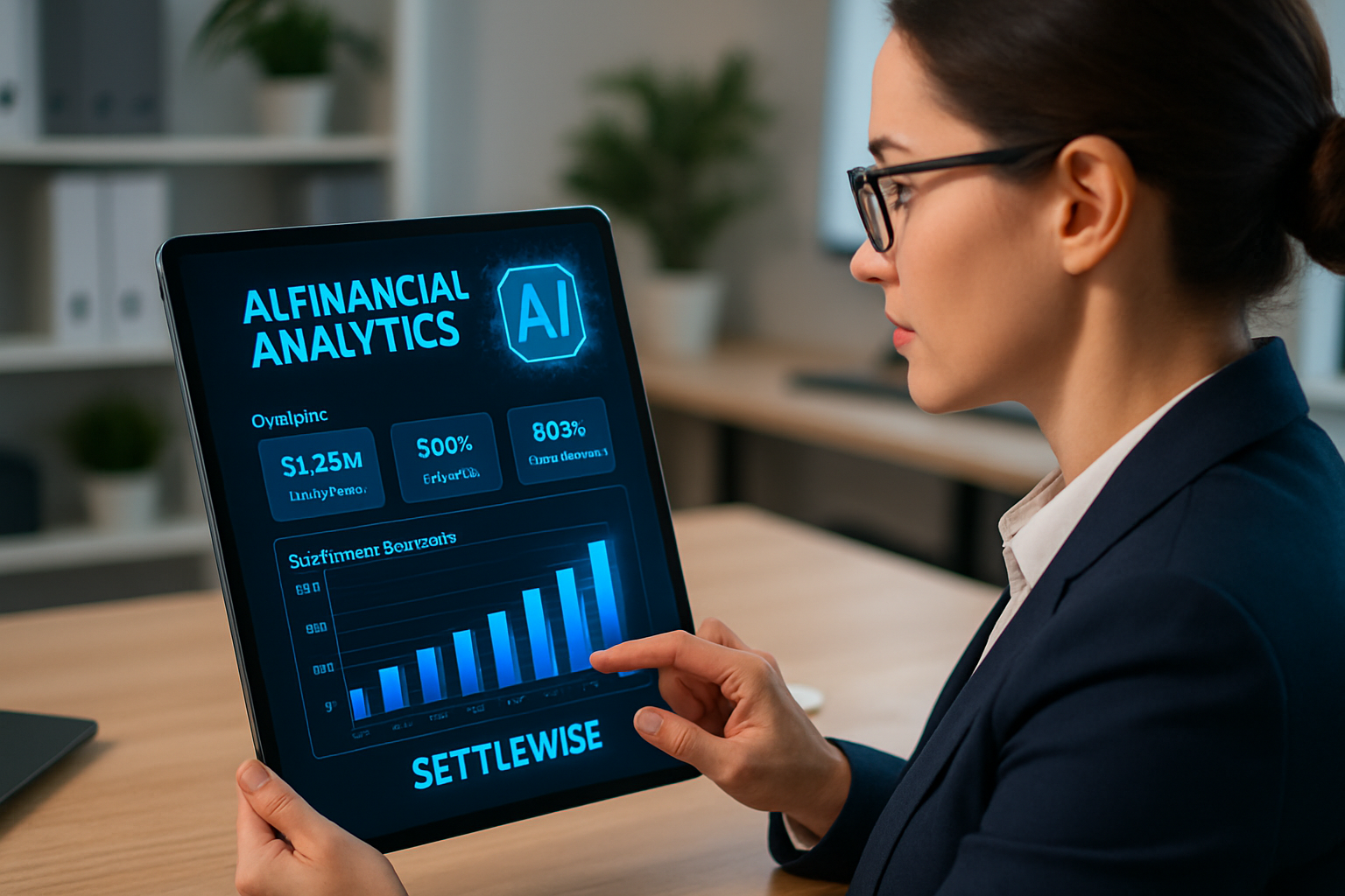 Person using AI tools for divorce strategy in a modern workspace