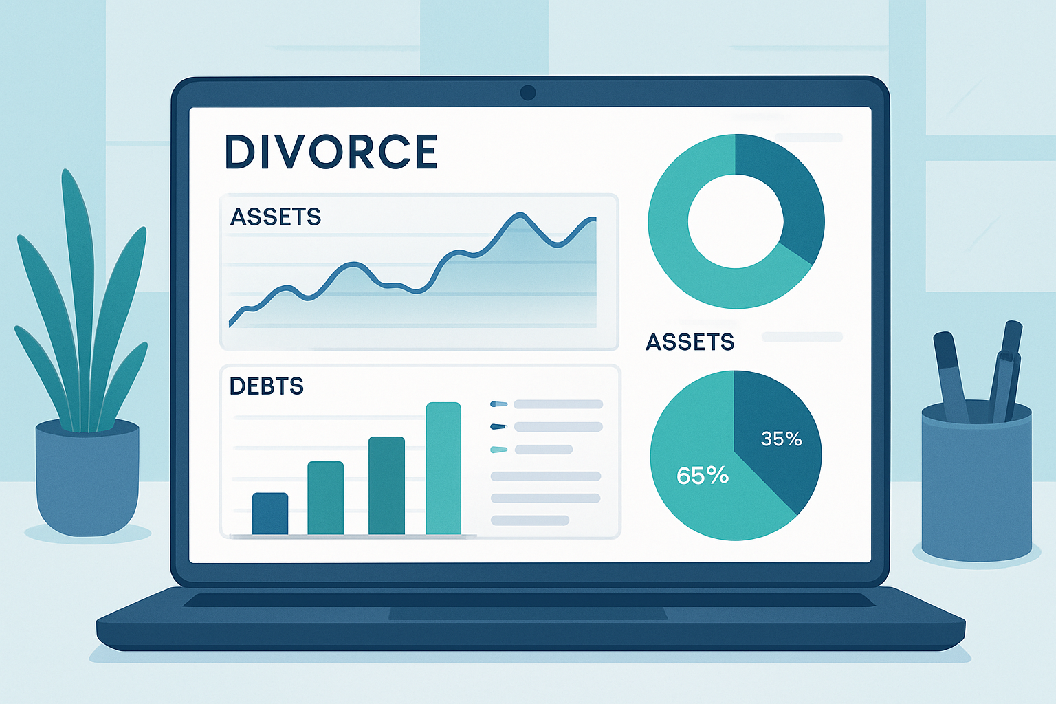 Digital financial dashboard for divorce asset analysis