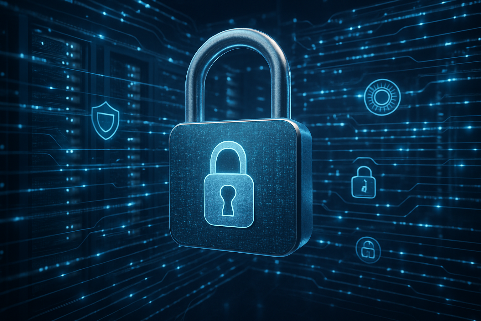 Digital padlock symbolizing data security in AI SaaS applications.