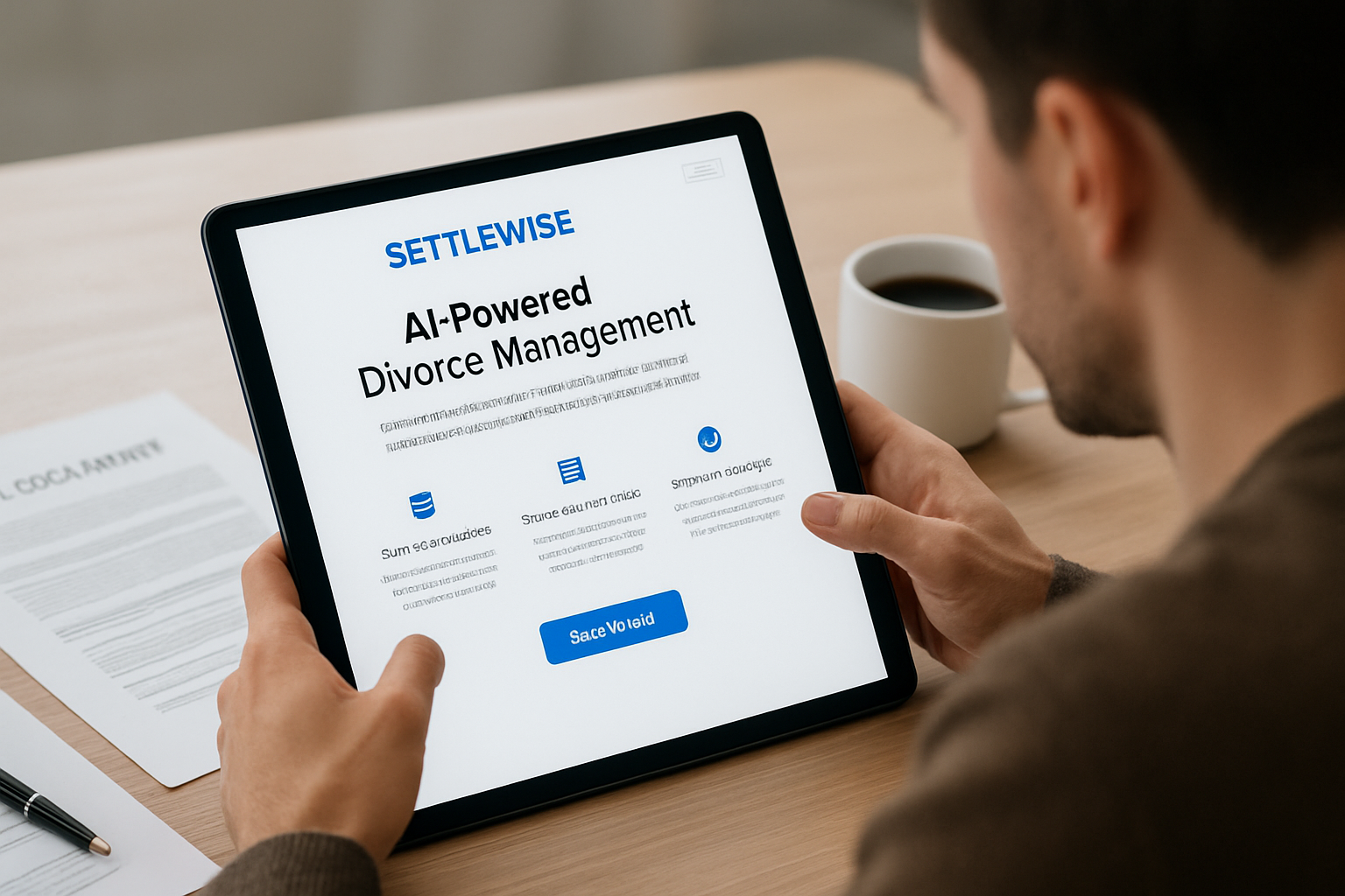 User interacting with the SettleWise platform for divorce management.