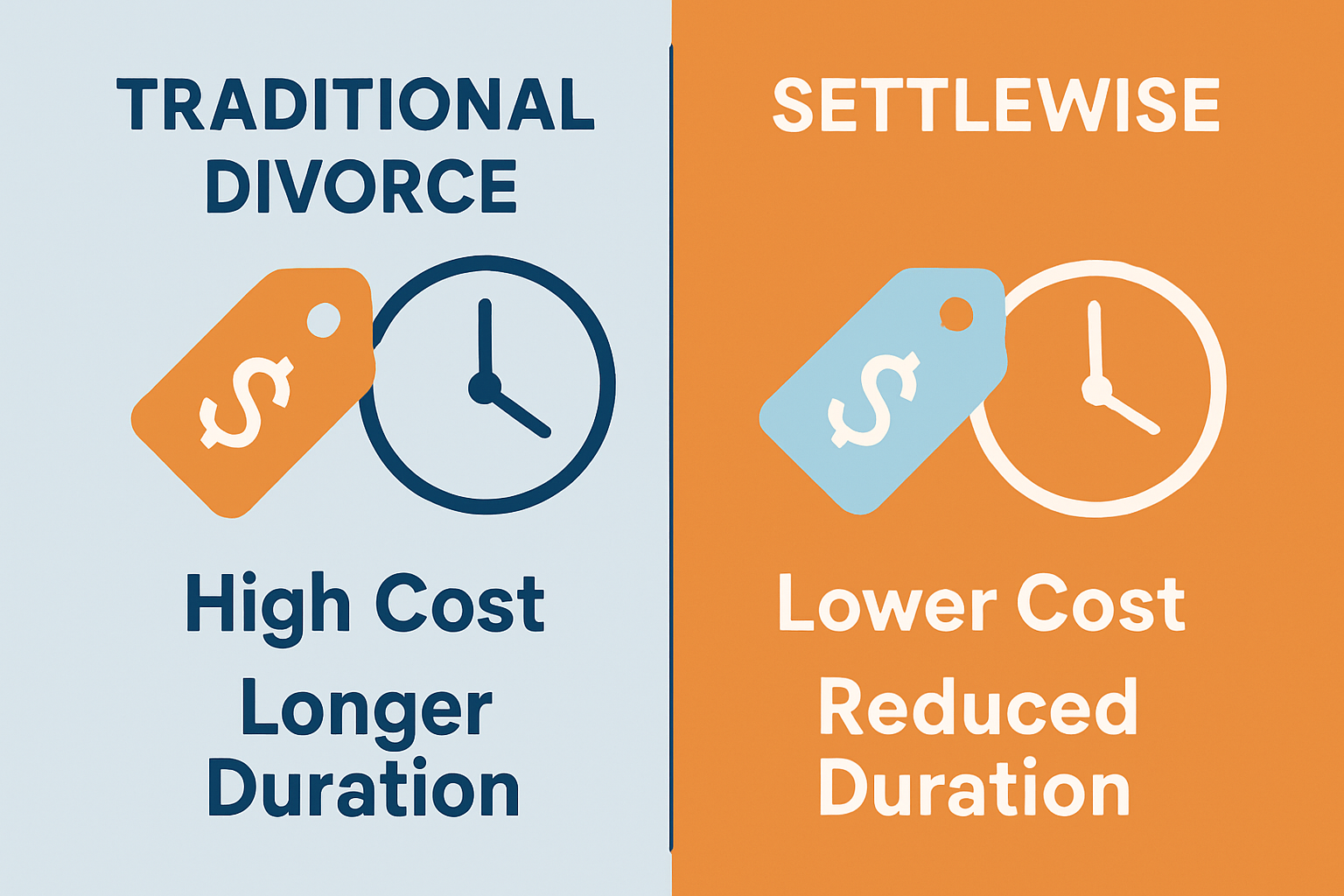 Comparison of traditional divorce costs versus SettleWise savings