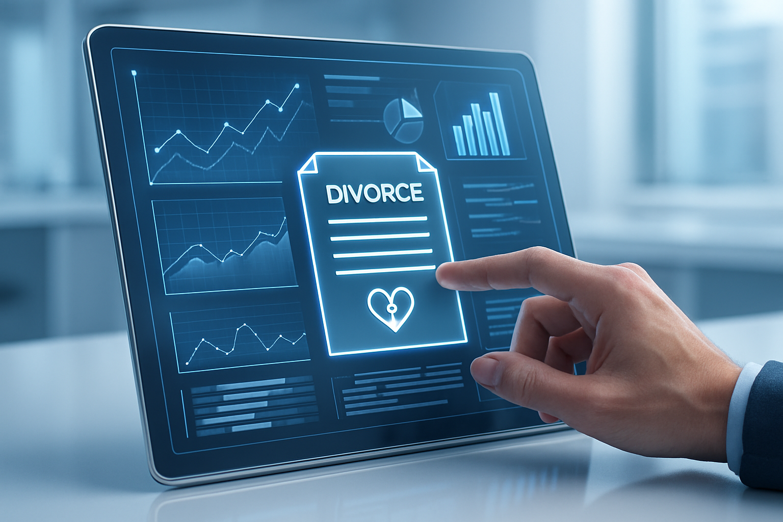 Person using advanced technology for divorce settlement strategies.