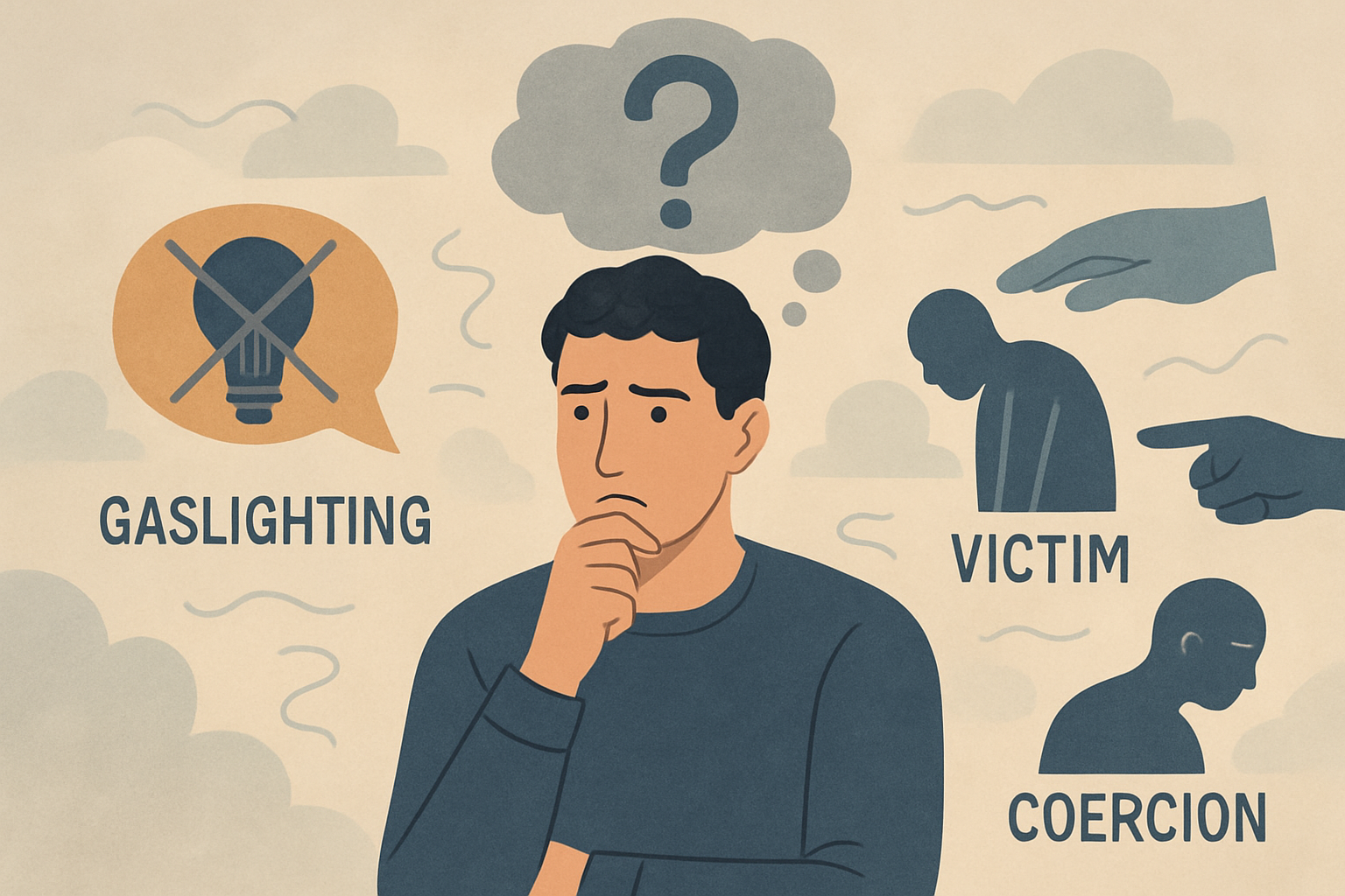 Person contemplating psychological tactics in a divorce setting