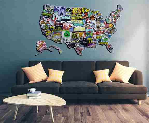 USA Craft Beer Sign on Brushed Aluminum