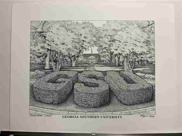 New for 2020!<br />Georgia Southern University<br />Sweetheart Circle<br />11"x14" Signed/Numbered print out of 250<br />$24.00<br />