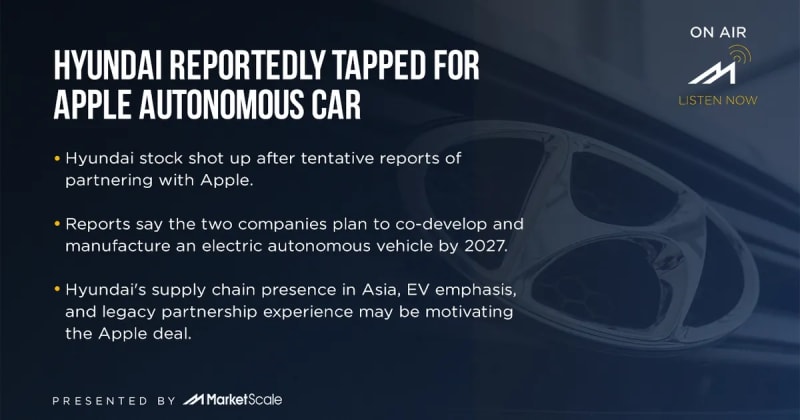 Hyundai and Apple Eye Partnership, Stocks Boom