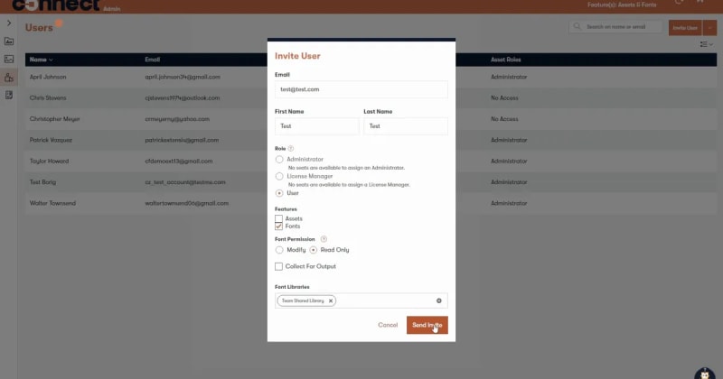 Invite new users create and assign libraries