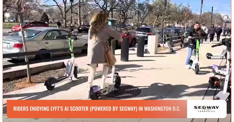 Riders Enjoying Lyft’s AI Scooter (Powered by Segway) in Washington D.C.