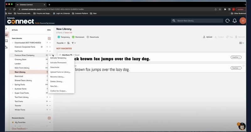 Organizing in Connect Fonts