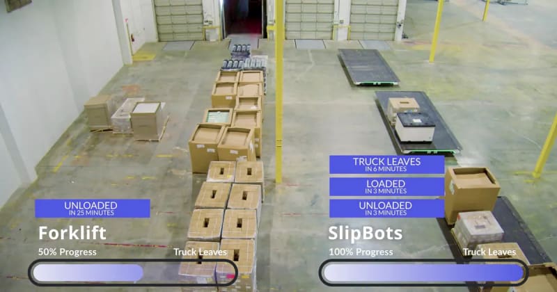 Slip Robotics – Forklift vs. Slipbot Timelapse