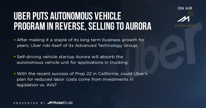 Uber Puts Autonomous Vehicle Program in Reverse, Selling to Aurora