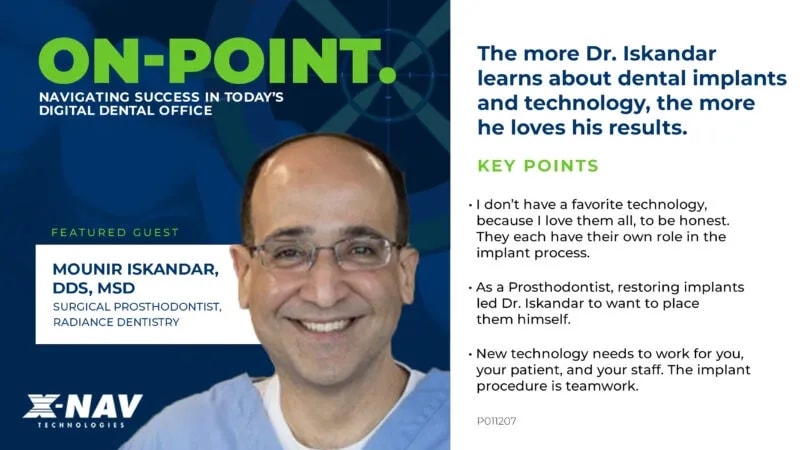 The more Dr. Iskandar learns about dental implants and technology, the more he loves his results: On Point