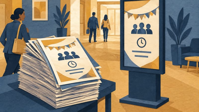 Printed signs for one monthly building event can cost $18,600 a year