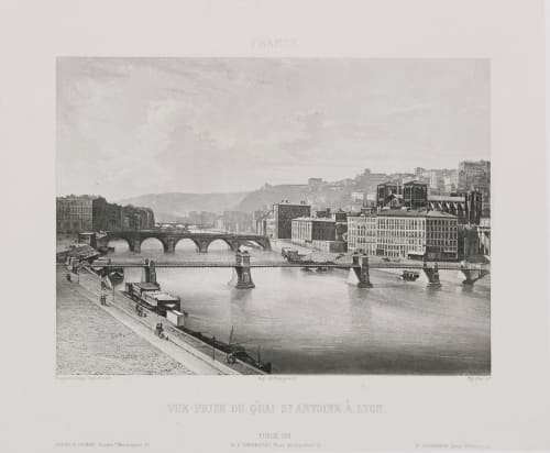 France. Vue prise du quai St Antoine à Lyon Lerebours, Noël Paymal  (French, 1807-1873)