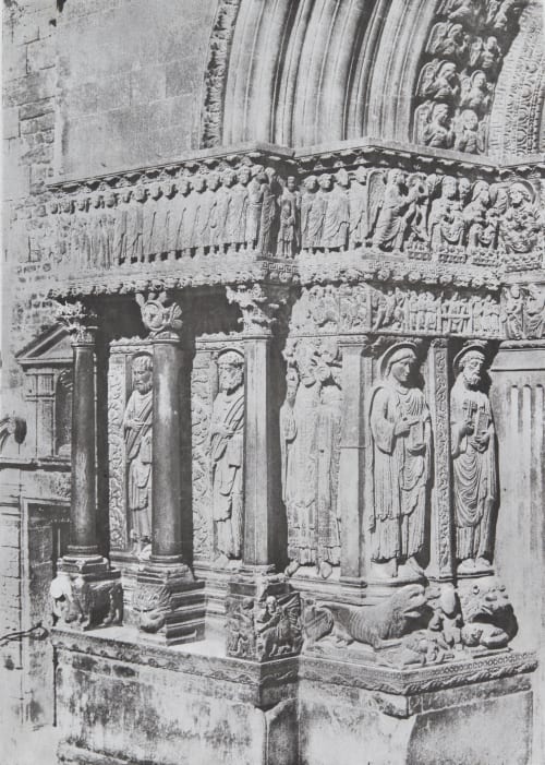 ARLES. LEFT SIDE OF THE MAIN PORTAL OF SAINT-TROPHIME WITH THE EVANGELISTS AND THE BLESSED Nègre, Charles  (French, 1820-1880)