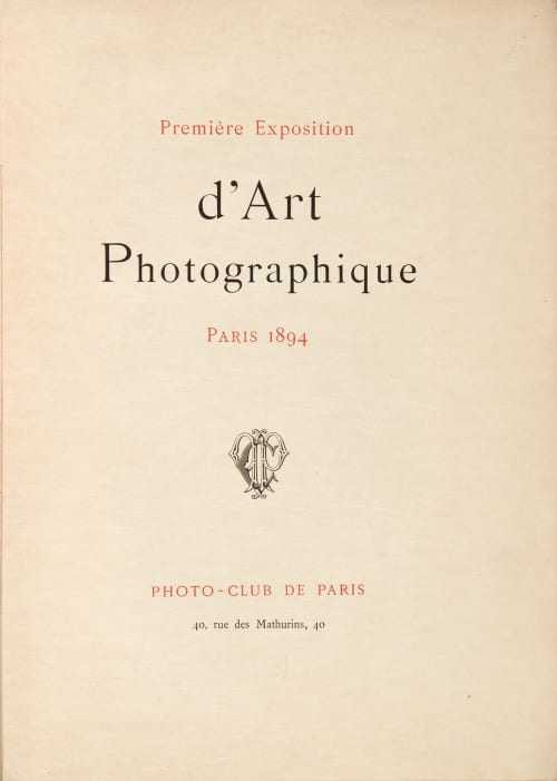 Première Exposition d’Art Photographique 1894 