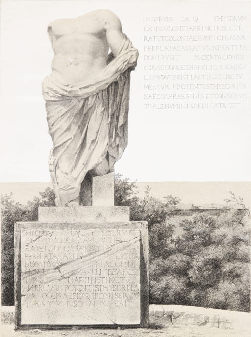 Torse et Inscription Trouvés a el Djem Tremaux, Pierre  (French, 1818-1895)