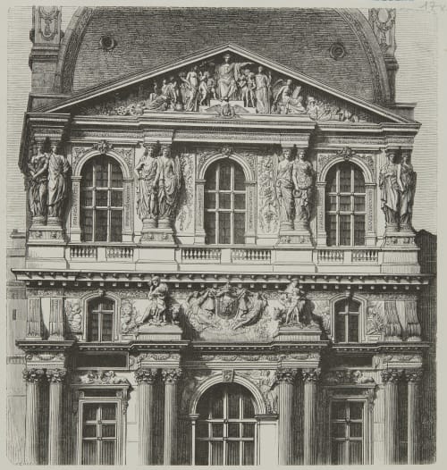 Pavilion central nord de la cour Napoléon III Baldus, Edouard  (French, 1813-1889)