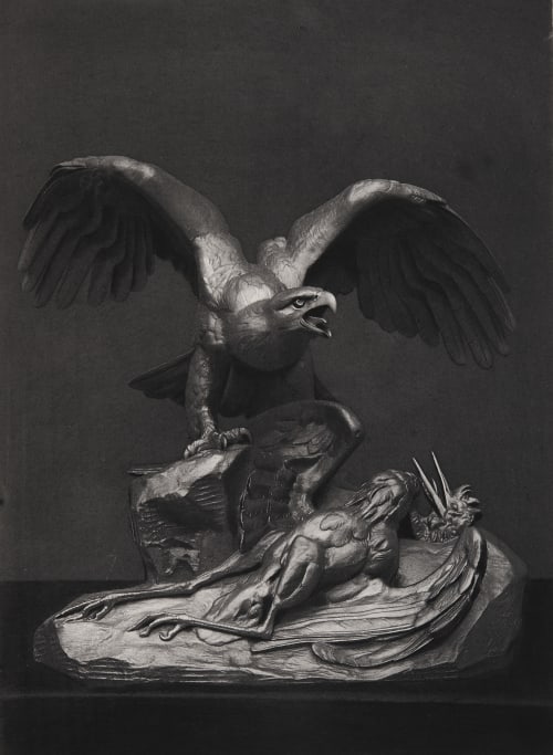 Aigle sur Rochers, Tenant un Héron Barye, Antoine-Lewis  (French, 1795-1875)