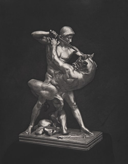 Thésé Combattant le Minotaure Barye, Antoine-Lewis  (French, 1795-1875)