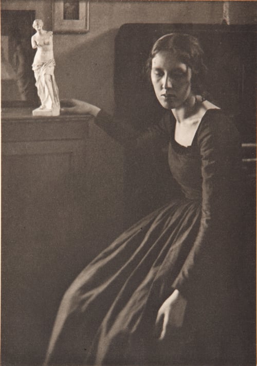 Lady in Black with Statuette White, Clarence H.  (American, 1871-1925)