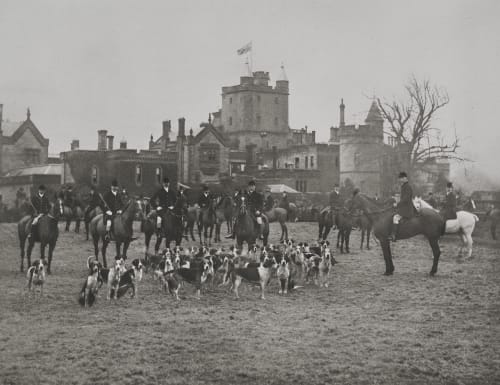 The Dumfriesshire Foxhounds at Hoddam Castle, 1908 Elliott, Joseph John  (British, 1835-1903)Fry, Clarence Edmund  (British, 1840-1897)