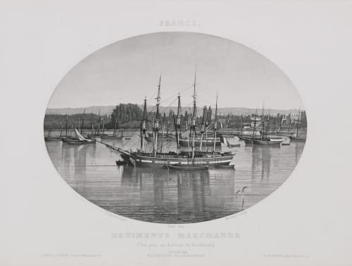 France. Bâtiments marchands (vue prise au-dessous de Bordeaux); Lerebours, Noël Paymal  (French, 1807-1873)