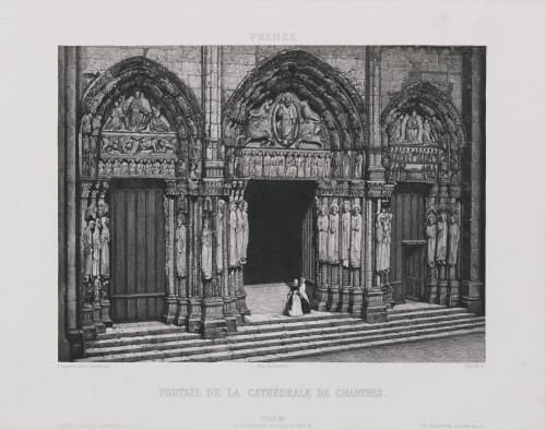France. Portail de la cathédrale de Chartres Lerebours, Noël Paymal  (French, 1807-1873)