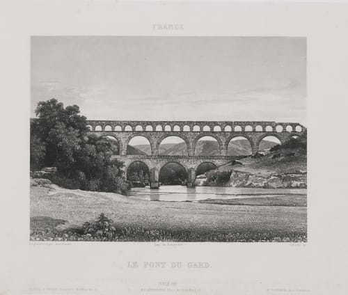 France. Le pont du Gard Lerebours, Noël Paymal  (French, 1807-1873)