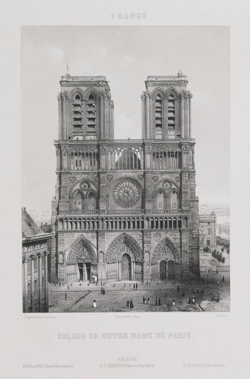 France. Façade de Notre-Dame de Paris Lerebours, Noël Paymal  (French, 1807-1873)