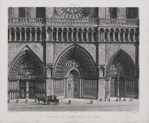 France. Portail de Notre-Dame de Paris Lerebours, Noël Paymal  (French, 1807-1873)