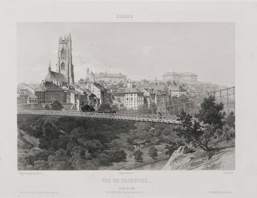 Suisse. Vue de Fribourg Lerebours, Noël Paymal  (French, 1807-1873)