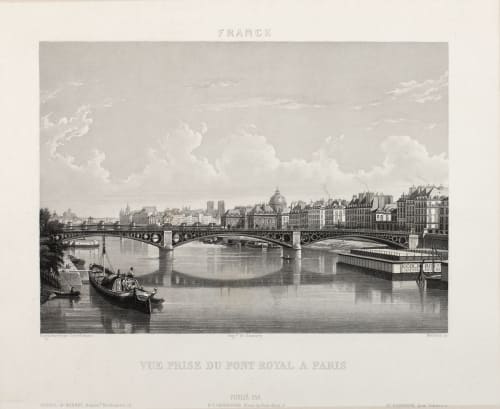 Vue Prise du Pont Royal a Paris Lerebours, Noël Paymal  (French, 1807-1873)