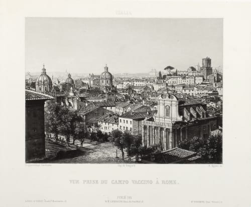 Vue Prise du Campo Vaccino À Rome Lerebours, Noël Paymal  (French, 1807-1873)