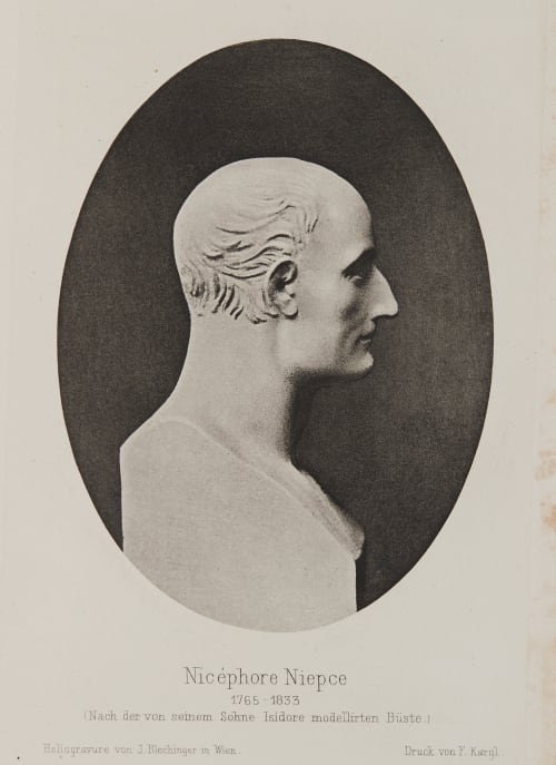 Portrait of Joseph Nicéphore Niépce inventor of photography: from a bust modeled by his son Isidore Niépce, Nicéphore  (Isidore, 1795-1868)
